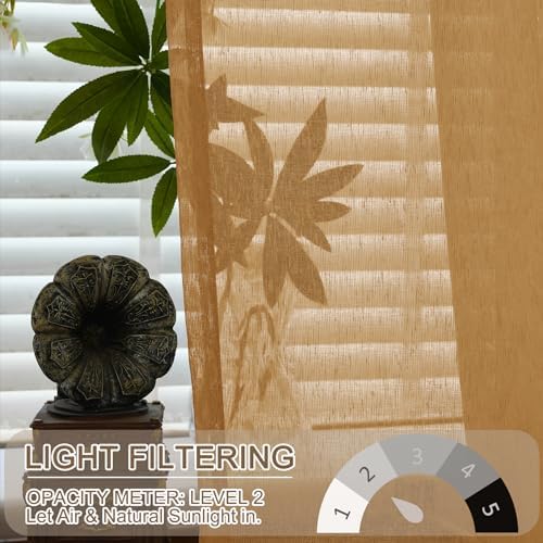 Fcosie 52" Wx108 L Stripe Semi Sheer Curtain with Silver Grommets