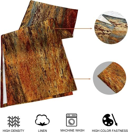 Brown Rust Table Runner and Placemats Set of 6, Linen 90" Long
