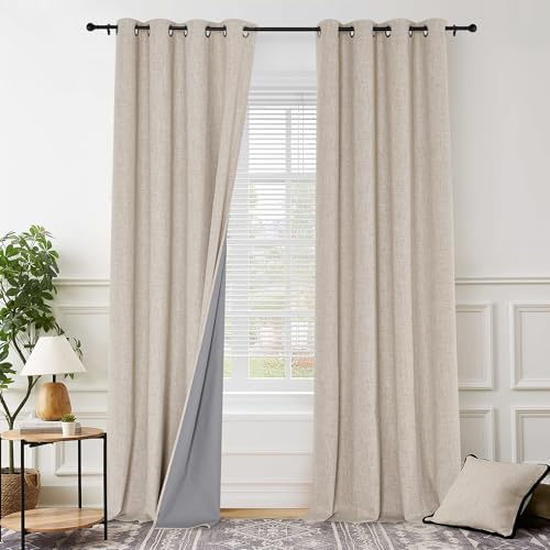 PONY DANCE Linen Extra Long Curtains for Living Room 108 inch Length