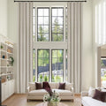 Fcosie Light Beige Extra Long Linen 100% Blackout Curtains 120 Inches