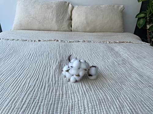 100% Cotton Muslin Throw Blanket, 4 Layers Bedspread, Soft Turkish