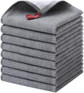 Homaxy 100% Cotton Premium Kitchen Dish Cloths 8 Pack, 12"x 12", Grey