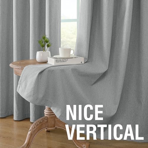 H.VERSAILTEX Chenille Linen Blackout Curtains for Bedroom 63 Inches