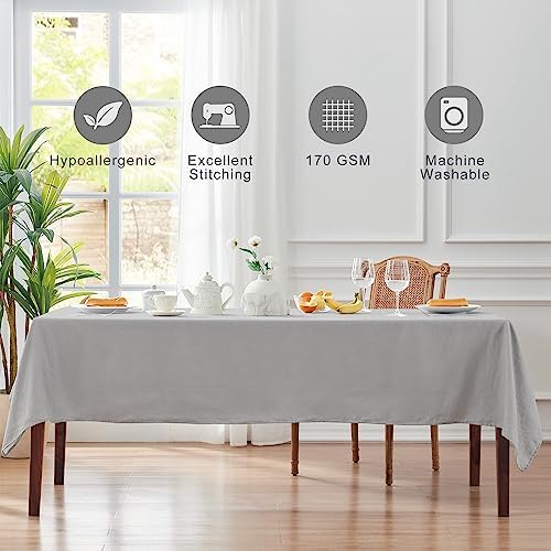 TOSMO 100% Linen Tablecloth, 52 x 70 Inch Rectangle Table Cloth, Soft