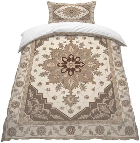 Beige Retro Boho Duvet Cover Queen Size,Quilt Cover 90"x90" with