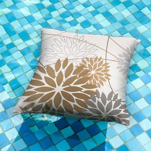 DFXSZ Brown Grey Floral Outdoor Pillow Covers 18x18 Set of 2