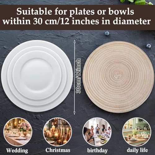 Buryeah 48 Pieces 13 Inch Christmas Round Placemats Circle Woven Place
