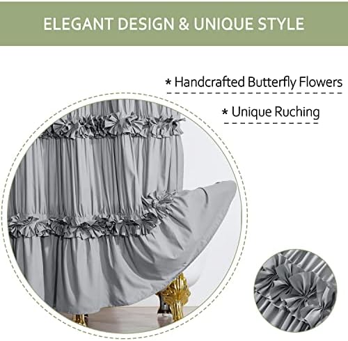 Homechoice Decor Victorian Ruffle Shower Curtain, 72" W x 72" H, Gray