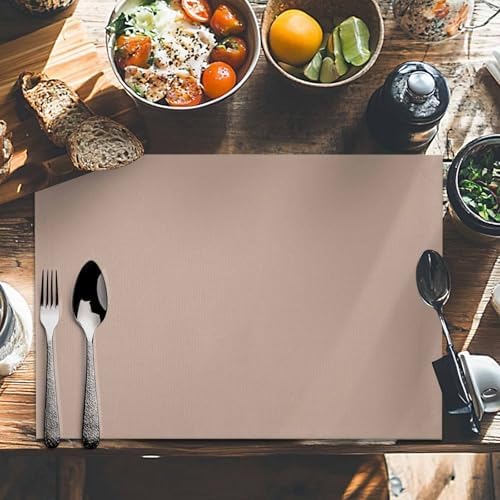 Placemats Set of 8, Warm Beige Woven Placemat, Linen Place Mats for