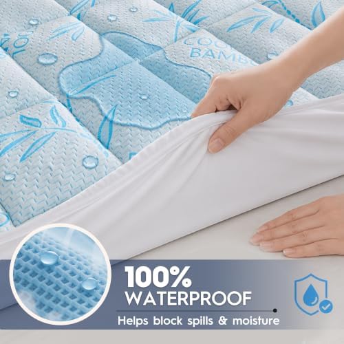 Waterproof Mattress Pad Queen Size, Mattress Topper Cooling for Hot