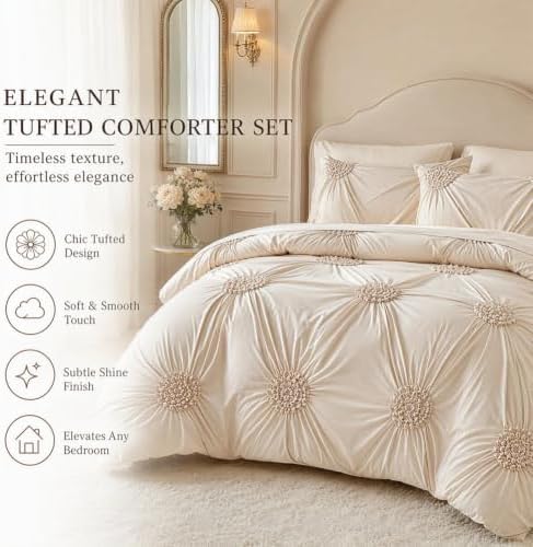 Elegant Pinch Pleat Duvet Cover Set, Luxury Brushed Microfiber