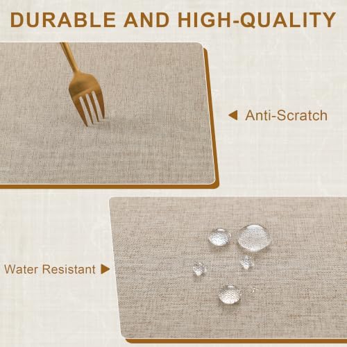 Hiasan Faux Linen Round Tablecloth 90 inch Waterproof Table Cloth