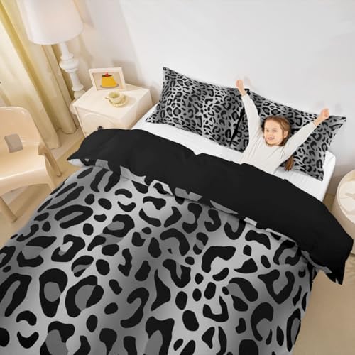 Erosebridal Pale Gray Gradient Leopard King Duvet Cover Ombre Animal