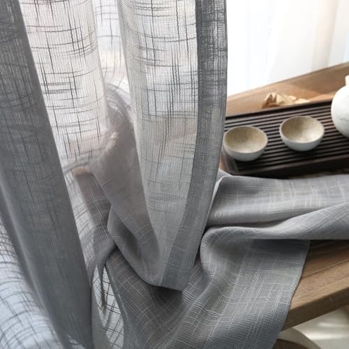 Beydodo Panel Curtains 63 Inch Length, Semi Sheer Privacy Curtains for