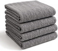 Set of 4 Cotton Herringbone Kitchen Towels, 20" X 26" Brown