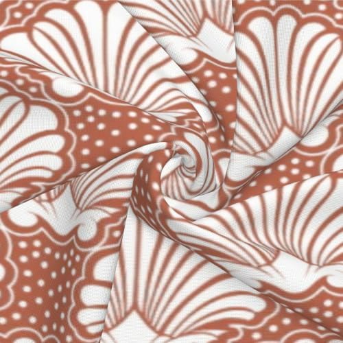 Terracotta and White Seashell Coastal Decorative Faux Linen Throw