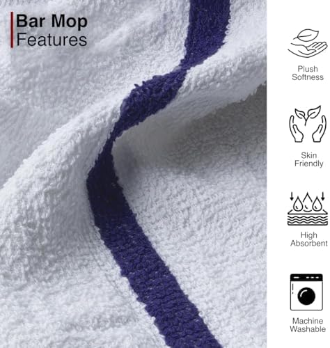 CASA COPENHAGEN Classic Bar Mop Towels - Pack of 12, 10"x10" 100%