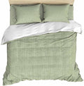 Sage Green Burlap Texture Duvet Cover Set, Farmhouse Vintage Sage