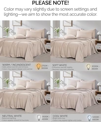 21 Inch Deep Pocket Full Size Bed Sheets Set Soft Microfiber Natural