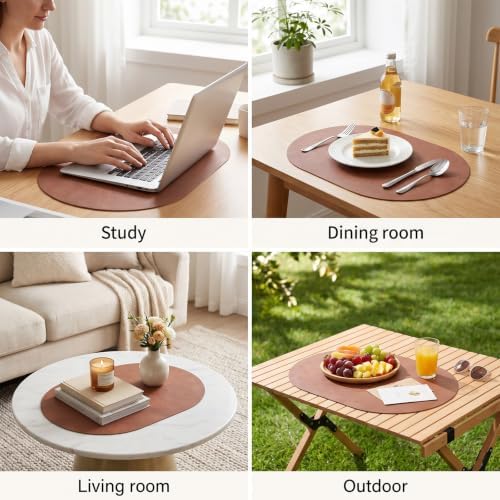 Dining Table Mats Set of 6, Faux Leather Placemats, Washable, Stain &