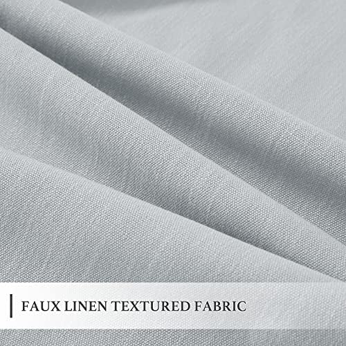 RYB HOME Faux Linen Living Room Curtains, Light Filter Privacy Pinch