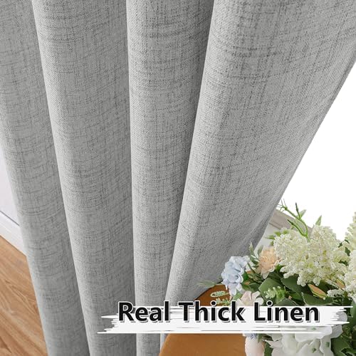 Tollpiz Linen Curtains Living Room Rod Pocket Semi Sheer Curtain