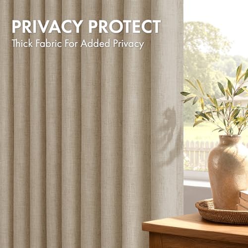 MIULEE 4 Panels Set Pinch Pleated Linen Curtains 84 Inches Long Grey