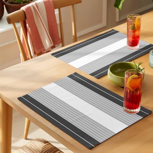 Cotton Linen Placemats for Dining Table Set of 8 Gray Gradient