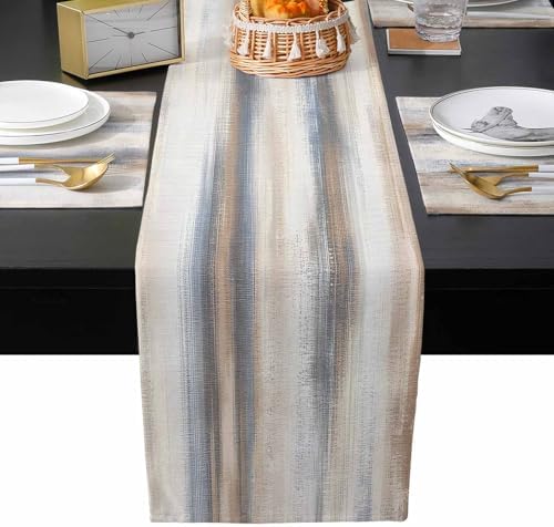 Brown Beige Grey Table Mats Set of 6 With Table Runner 90 Inches
