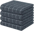 Kitinjoy 100% Cotton Terry Kitchen Towels, 13”x 28”, 4-Pack, Dark Grey
