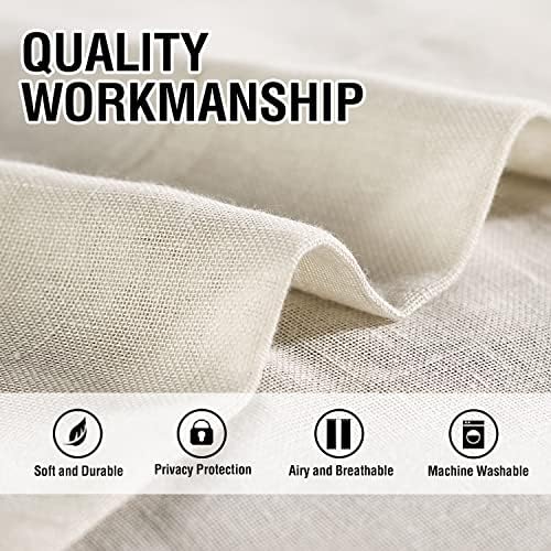 Linen Blended Sheer Curtains Tab Top Light Filtering Elegant Curtains