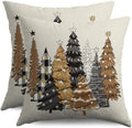 Christmas Pillow Covers 22x22 Inch Set of 2 Black Brown Xmas Tree