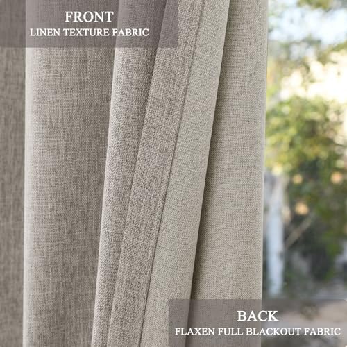 Fcosie 52" W x 96" L 100% Blackout Drapes Linen Texture Curtains