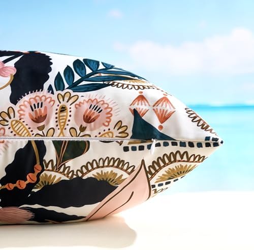 18x18 Boho Outdoor Pillow Covers for Wicker Couch Boho Tropical Patio