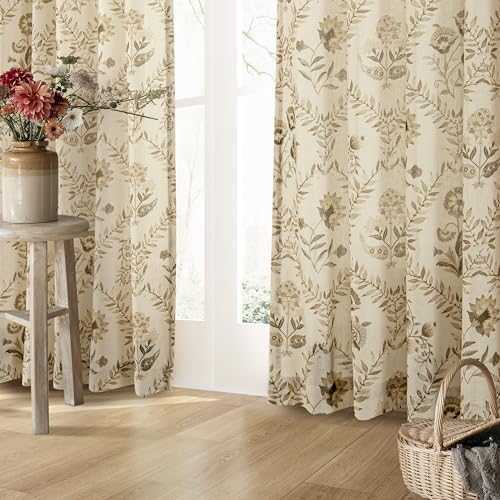 Extra Long Floral Curtains 120 Inches Long for Living Dining Room