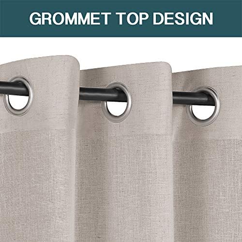 FantasDecor Linen Sheer Curtains 108 inch Length 2 Panels Set Light