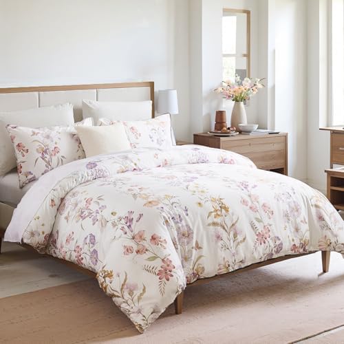 100% Cotton Duvet Cover Queen Size – Pastel Lavender Print Vintage