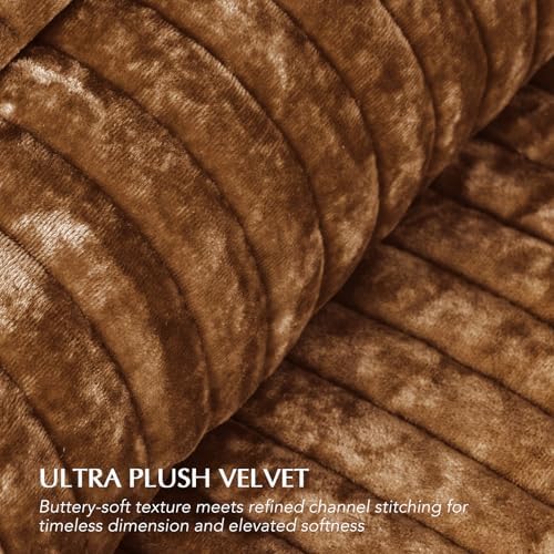 EverGrace Stripe Channel Luxury Velvet Quilt Set King Size, Dark Brown