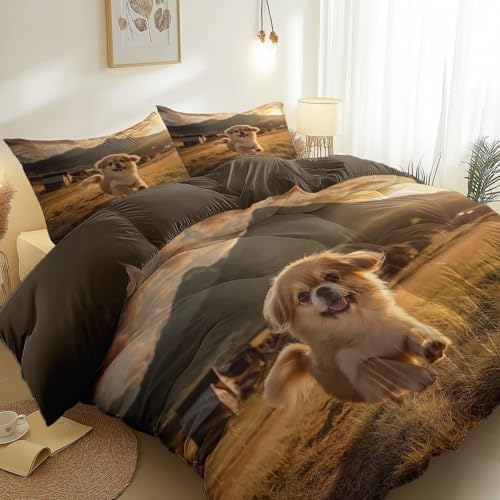 Duvet Cover Set California King, 3pc Reversible Hyperrealism Animals