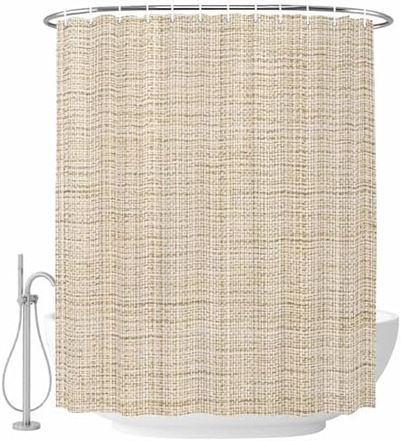 Brown Bathroom Shower Curtain 72 X 84 Inch Linen Texture Modern