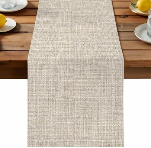 Minimalist Cream Beige Table Runner for Dining Table Rustic Neutral