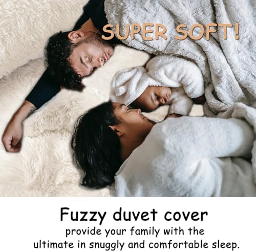 MorroMorn Luxury Shag Fluffy Comforter Cover Set, Shaggy Faux Fur