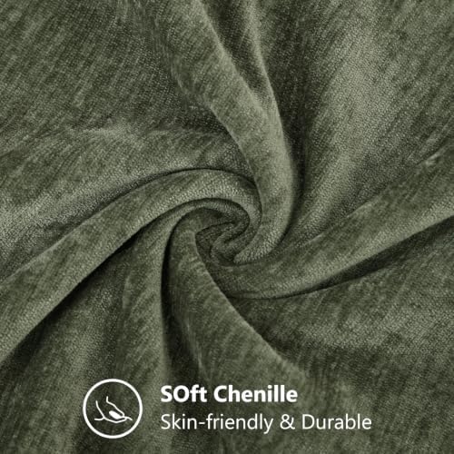 decorUhome Fall Chenille Dark Olive Green Throw Pillow Covers 22x22