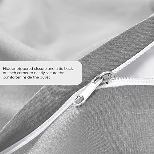 Duvet Cover King [3-Piece, Light Grey] - 1 Comforter Protector with