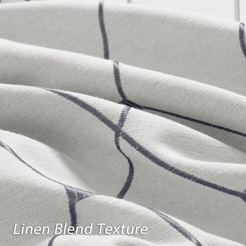 Nanspring Grey Geometric Pattern Off White Curtains 63 Inch Length for