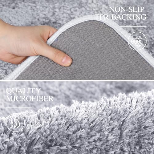 Walensee Large Bathroom Rug (24 x 60, Grey) Extra Soft and Absorbent
