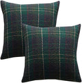 Green Plaid Pillow Covers 18x18 Inch Set of 2 Christmas Decor