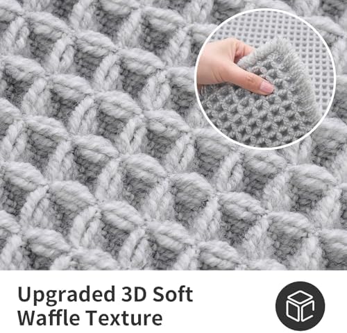ILANGO Upgraded Waffle Bath Rug 24x60,Super Absorbent Non Slip Bath