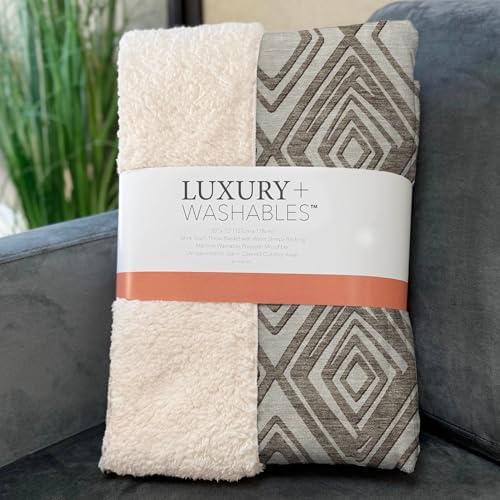 Addison Rugs ASB862 Taupe 50" x 70" Oversized Sherpa Throw Blanket