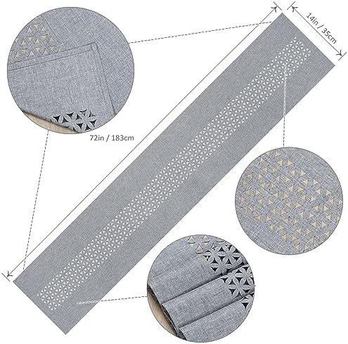 Grey Geometric Hollow Table Runner 14x72 Rustic Table Runners Home